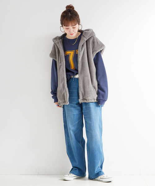 追加》【WEB＋一部店舗限定】手洗い可 / フード付きミンク調ファー