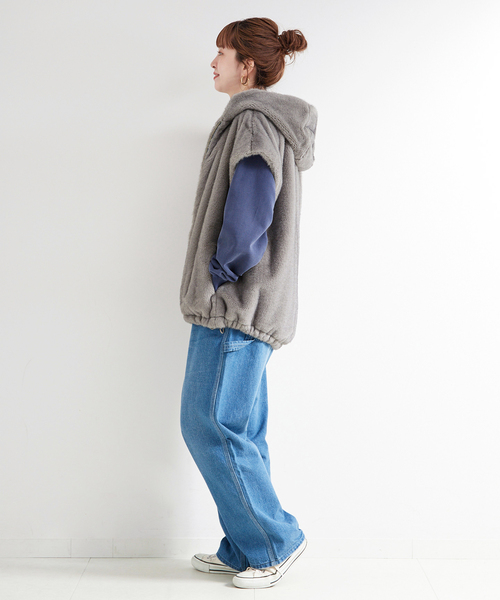 追加》【WEB＋一部店舗限定】手洗い可 / フード付きミンク調ファー