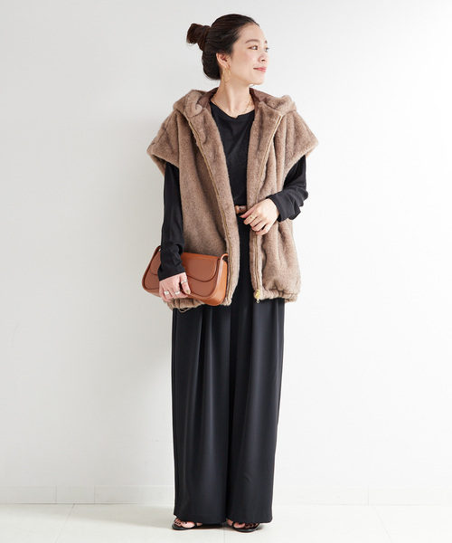 追加》【WEB＋一部店舗限定】手洗い可 / フード付きミンク調ファー