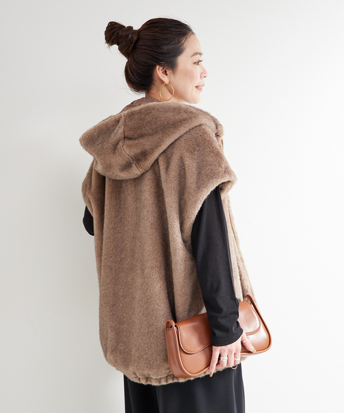 追加》【WEB＋一部店舗限定】手洗い可 / フード付きミンク調ファー