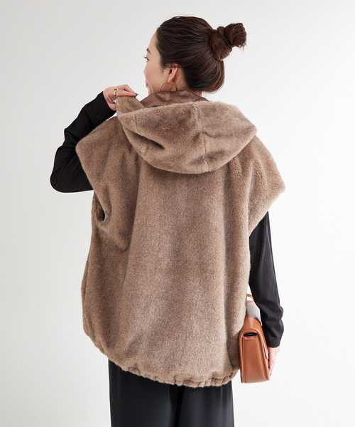 追加》【WEB＋一部店舗限定】手洗い可 / フード付きミンク調ファー