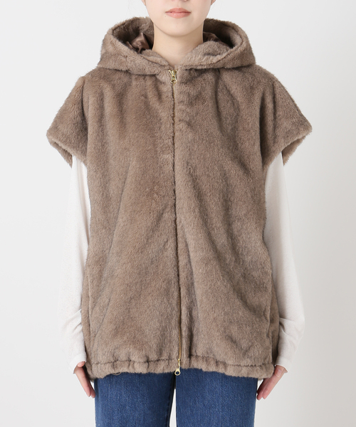 追加》【WEB＋一部店舗限定】手洗い可 / フード付きミンク調ファー