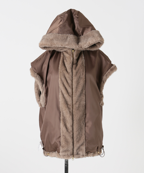 追加》【WEB＋一部店舗限定】手洗い可 / フード付きミンク調ファー