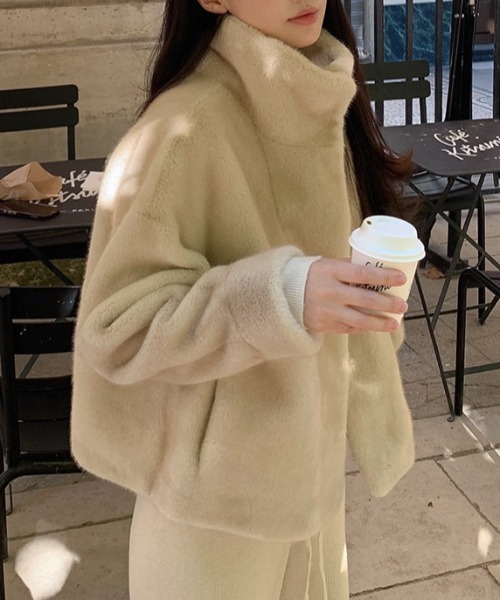 emi+（エミプラス）の「ショート丈スタンドカラーﾌｧ‐ブルゾン（ブルゾン・レディース・ブラック/ベージュ・FREE）」の12枚目の写真