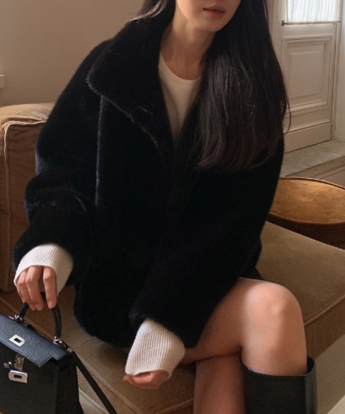 emi+（エミプラス）の「ショート丈スタンドカラーﾌｧ‐ブルゾン（ブルゾン・レディース・ブラック/ベージュ・FREE）」の20枚目の写真