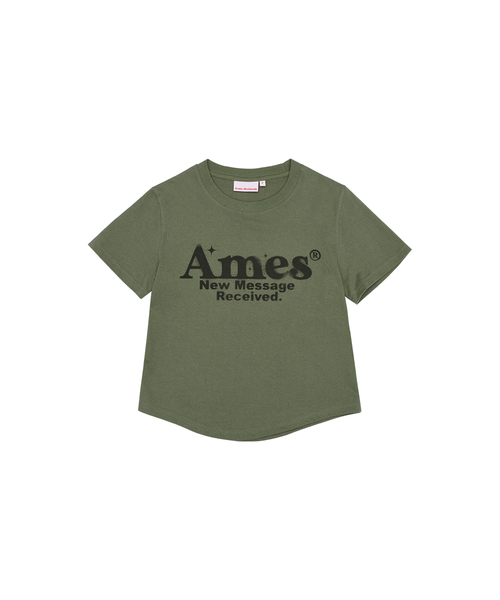 AMESWORLDWIDE(アメスワールドワイド)の「ROUND HEM CROP TEE KHAKI(Tシャツ/カットソー・レディース・その他・FREE)」の1枚目の写真