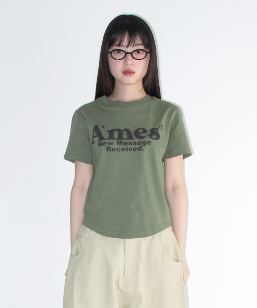 AMESWORLDWIDE(アメスワールドワイド)の「ROUND HEM CROP TEE KHAKI(Tシャツ/カットソー・レディース・その他・FREE)」の4枚目の写真
