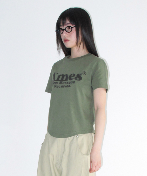 AMESWORLDWIDE(アメスワールドワイド)の「ROUND HEM CROP TEE KHAKI(Tシャツ/カットソー・レディース・その他・FREE)」の3枚目の写真