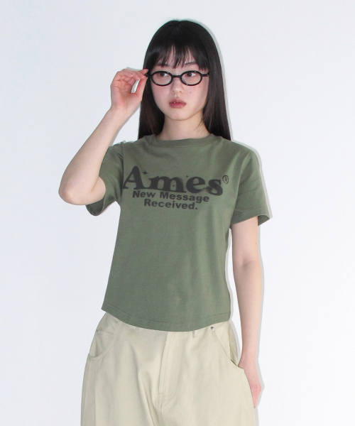 AMESWORLDWIDE(アメスワールドワイド)の「ROUND HEM CROP TEE KHAKI(Tシャツ/カットソー・レディース・その他・FREE)」の2枚目の写真