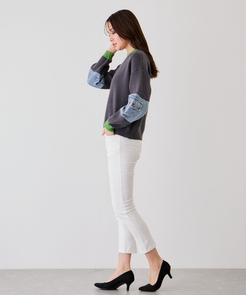 Jayro(ジャイロ)の「配色袖デニムプルオーバー(ニット/セーター・レディース・チャコールグレー/グレー/ベージュ・FREE)」の8枚目の写真
