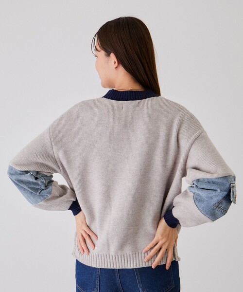 Jayro(ジャイロ)の「配色袖デニムプルオーバー(ニット/セーター・レディース・チャコールグレー/グレー/ベージュ・FREE)」の12枚目の写真