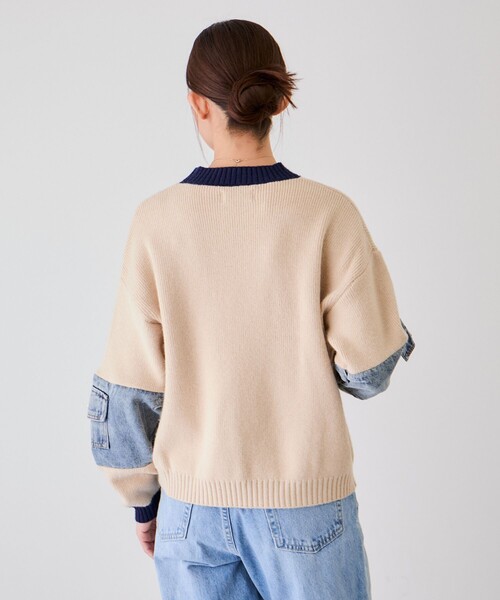 Jayro(ジャイロ)の「配色袖デニムプルオーバー(ニット/セーター・レディース・チャコールグレー/グレー/ベージュ・FREE)」の19枚目の写真