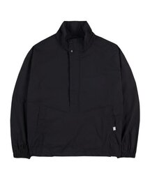 Half flap spandex anorak zip-up black
