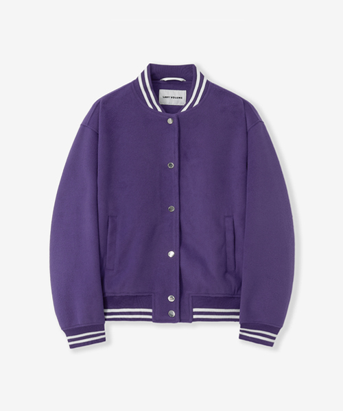 LADY VOLUME(レディーボリューム)の「60102 BOXY FIT WOOL VARSITY JUMPER_PURPLE(スタジャン・レディース・その他・FREE)」の2枚目の写真