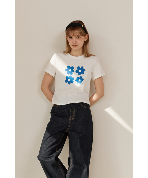ANOETIC(アノエティック)の「ANC FLOWER COMBI T-SHIRT_WHITE(Tシャツ/カットソー・レディース・アイボリー/ホワイト・FREE)」の5枚目の写真