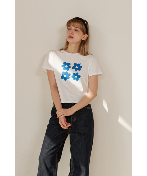 ANOETIC(アノエティック)の「ANC FLOWER COMBI T-SHIRT_WHITE(Tシャツ/カットソー・レディース・アイボリー/ホワイト・FREE)」の4枚目の写真