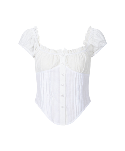 PLEASENOFOLLOW（プリーズノーフォロー）の「Cindy Shirt Top (White)（シャツ/ブラウス・レディース・その他・SMALL）」の2枚目の写真