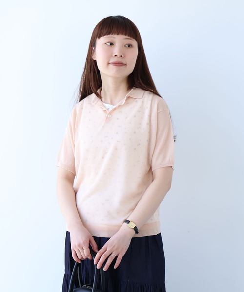 bulle de savon(ビュルデサボン)の「●sheer polo ニット(ニット/セーター・レディース・カーキ/サックスブルー/オレンジ・FREE)」の3枚目の写真