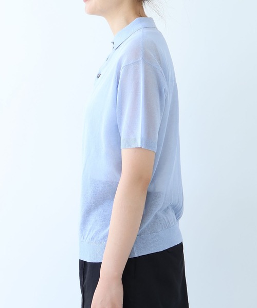 bulle de savon（ビュルデサボン）の「sheer polo ニット（ニット/セーター・レディース・カーキ/サックスブルー・FREE）」の12枚目の写真