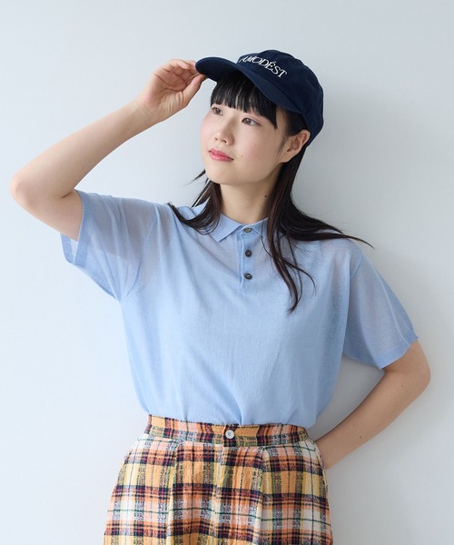 bulle de savon（ビュルデサボン）の「sheer polo ニット（ニット/セーター・レディース・カーキ/サックスブルー・FREE）」の21枚目の写真