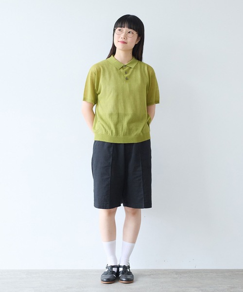 bulle de savon（ビュルデサボン）の「sheer polo ニット（ニット/セーター・レディース・カーキ/サックスブルー・FREE）」の7枚目の写真