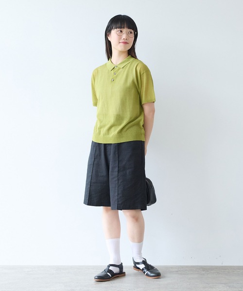 bulle de savon（ビュルデサボン）の「sheer polo ニット（ニット/セーター・レディース・カーキ/サックスブルー・FREE）」の9枚目の写真