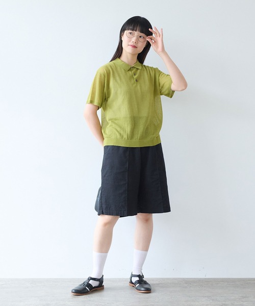 bulle de savon（ビュルデサボン）の「sheer polo ニット（ニット/セーター・レディース・カーキ/サックスブルー・FREE）」の10枚目の写真