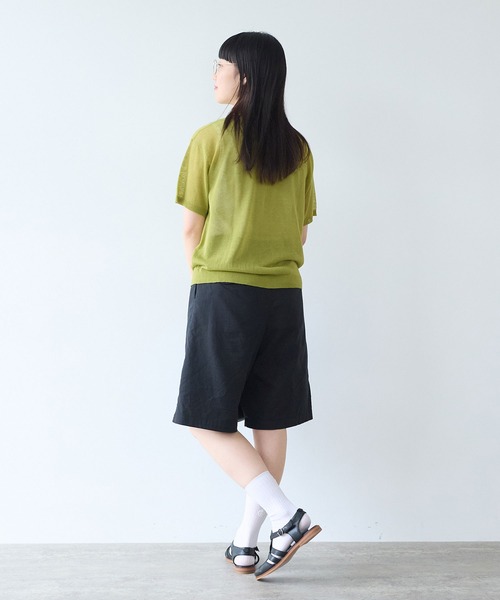 bulle de savon（ビュルデサボン）の「sheer polo ニット（ニット/セーター・レディース・カーキ/サックスブルー・FREE）」の8枚目の写真