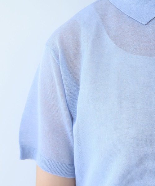 bulle de savon（ビュルデサボン）の「sheer polo ニット（ニット/セーター・レディース・カーキ/サックスブルー・FREE）」の17枚目の写真