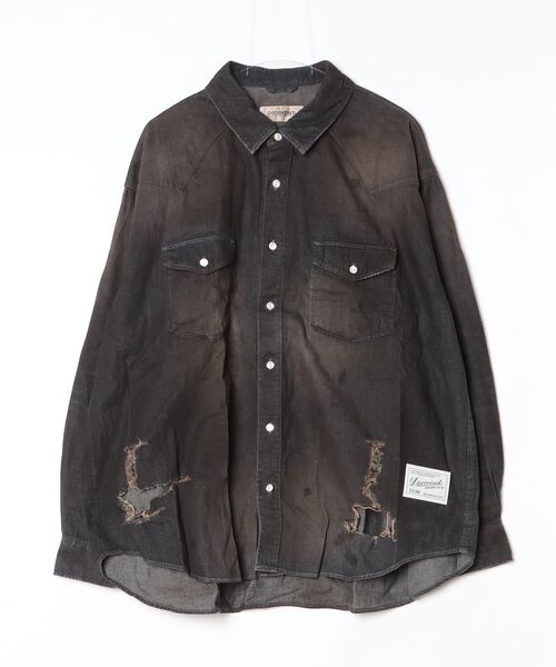 DISCOVERED（ディスカバード）の「【DISCOVERED/ディスカバード】CRASH DENIM SHIRTS（シャツ/ブラウス・メンズ・インディゴブルー/ブラック・3）」の2枚目の写真