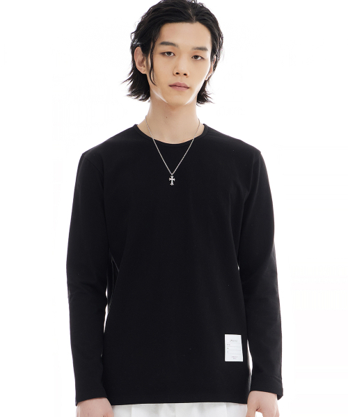 LMN3011（エルエムエヌ3011）の「ベーシックパッチ長袖Tシャツ-ブラック（Tシャツ/カットソー・メンズ・ブラック・MEDIUM/LARGE/X-LARGE）」の2枚目の写真
