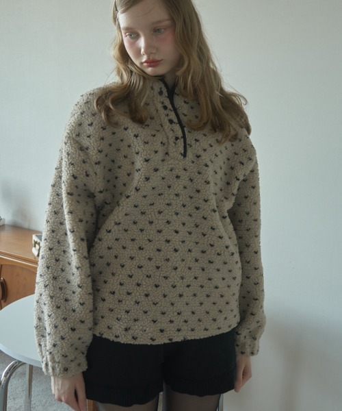 Birthday room（バースデイルーム）の「ドットフリースジャケット/Dot fleece jacket（その他アウター・レディース・ベージュ/グレー・FREE）」の2枚目の写真