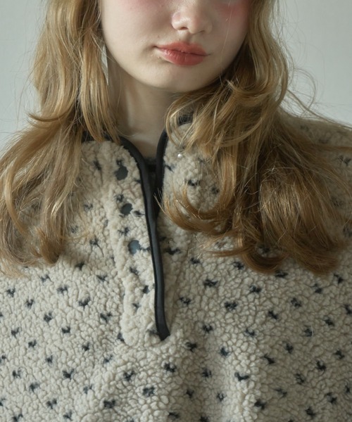 Birthday room（バースデイルーム）の「ドットフリースジャケット/Dot fleece jacket（その他アウター・レディース・ベージュ/グレー・FREE）」の3枚目の写真
