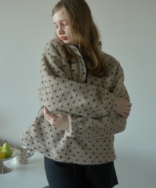 Birthday room（バースデイルーム）の「ドットフリースジャケット/Dot fleece jacket（その他アウター・レディース・ベージュ/グレー・FREE）」の7枚目の写真