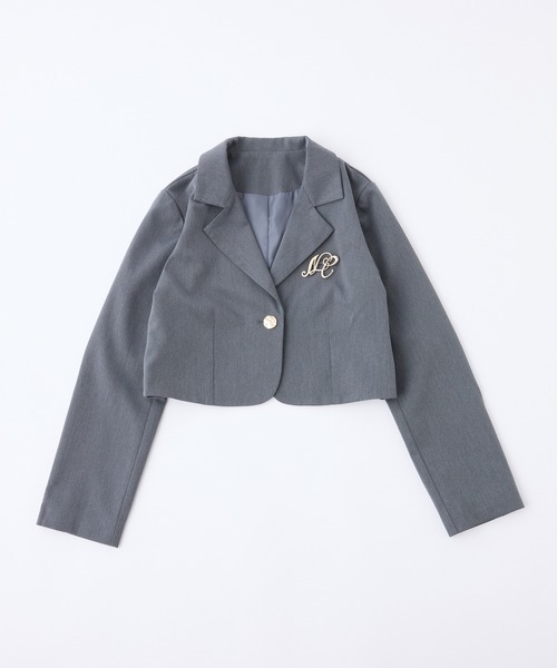 one after another NICE CLAUP（ワンアフターアナザーナイスクラップ）の「【WEB限艇】ブローチ付きショートテーラードジャケット（テーラードジャケット・レディース・チャコールグレー/アイボリー/ホワイト×ブラック・FREE）」の15枚目の写真