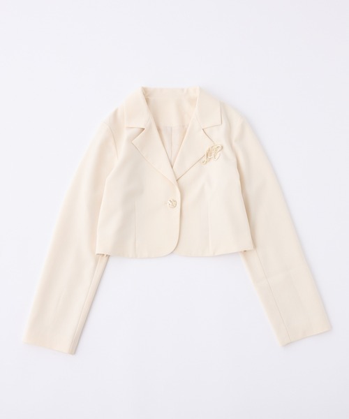 one after another NICE CLAUP（ワンアフターアナザーナイスクラップ）の「【WEB限艇】ブローチ付きショートテーラードジャケット（テーラードジャケット・レディース・チャコールグレー/アイボリー/ホワイト×ブラック・FREE）」の16枚目の写真