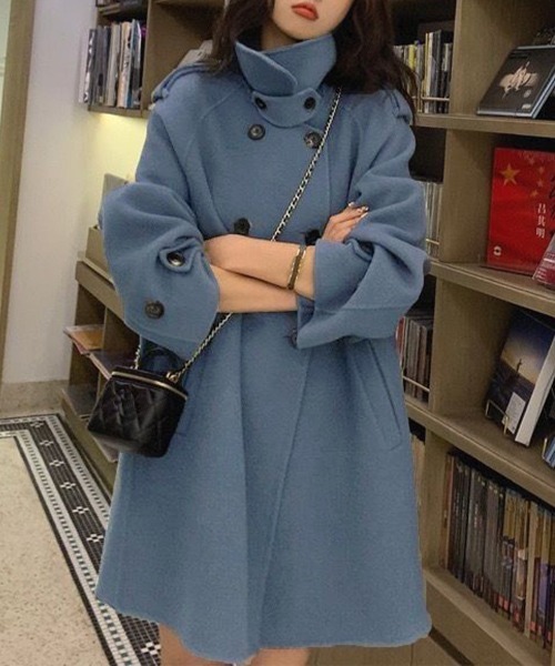 Miniministore（ミニミニストア）の「ダブルブレストトレンチコートミディアム丈（チェスターコート・レディース・キャメル/ブルー/ブラック・FREE）」の3枚目の写真