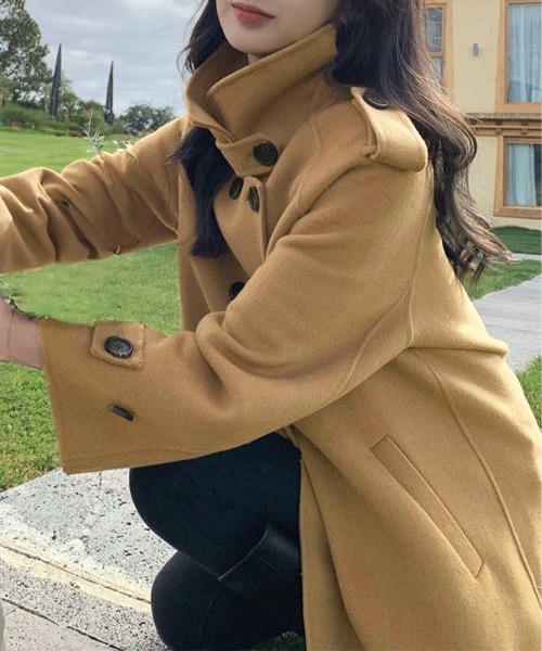 Miniministore（ミニミニストア）の「ダブルブレストトレンチコートミディアム丈（チェスターコート・レディース・キャメル/ブルー/ブラック・FREE）」の8枚目の写真