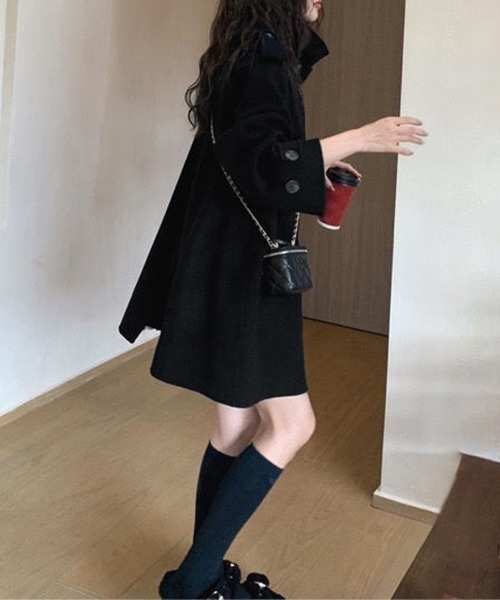 Miniministore（ミニミニストア）の「ダブルブレストトレンチコートミディアム丈（チェスターコート・レディース・キャメル/ブルー/ブラック・FREE）」の9枚目の写真