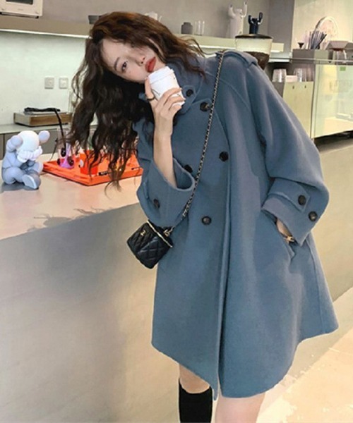 Miniministore（ミニミニストア）の「ダブルブレストトレンチコートミディアム丈（チェスターコート・レディース・キャメル/ブルー/ブラック・FREE）」の12枚目の写真