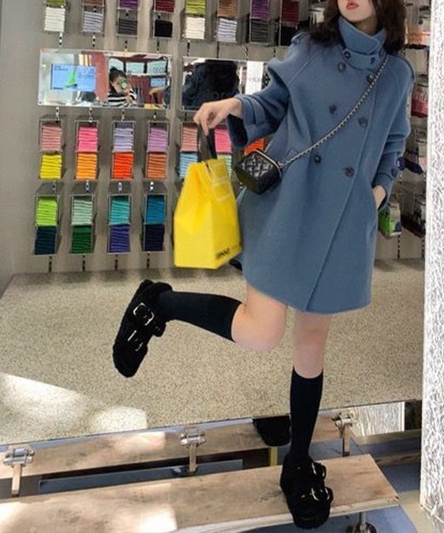 Miniministore（ミニミニストア）の「ダブルブレストトレンチコートミディアム丈（チェスターコート・レディース・キャメル/ブルー/ブラック・FREE）」の15枚目の写真