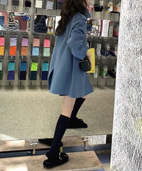 Miniministore（ミニミニストア）の「ダブルブレストトレンチコートミディアム丈（チェスターコート・レディース・キャメル/ブルー/ブラック・FREE）」の16枚目の写真