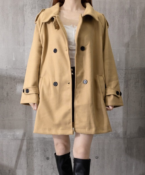 Miniministore（ミニミニストア）の「ダブルブレストトレンチコートミディアム丈（チェスターコート・レディース・キャメル/ブルー/ブラック・FREE）」の17枚目の写真
