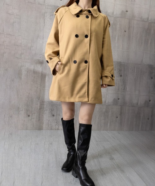 Miniministore（ミニミニストア）の「ダブルブレストトレンチコートミディアム丈（チェスターコート・レディース・キャメル/ブルー/ブラック・FREE）」の18枚目の写真