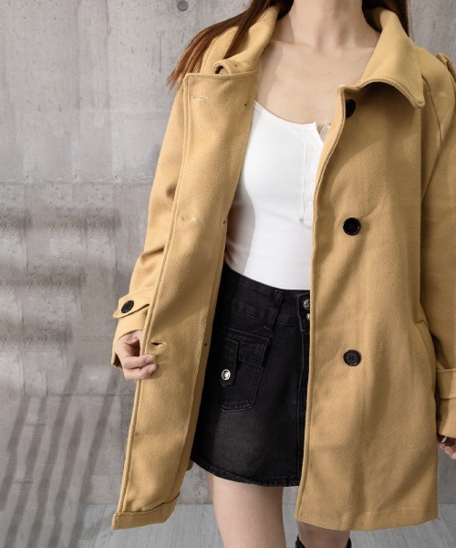 Miniministore（ミニミニストア）の「ダブルブレストトレンチコートミディアム丈（チェスターコート・レディース・キャメル/ブルー/ブラック・FREE）」の19枚目の写真