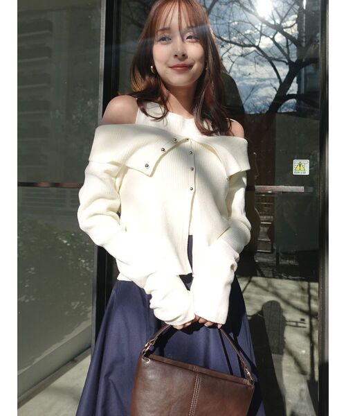 LAGUNAMOON（ラグナムーン）の「オフショルニットアンサンブル（アンサンブル・レディース・ネイビー/ラベンダー/ホワイト・FREE）」の2枚目の写真