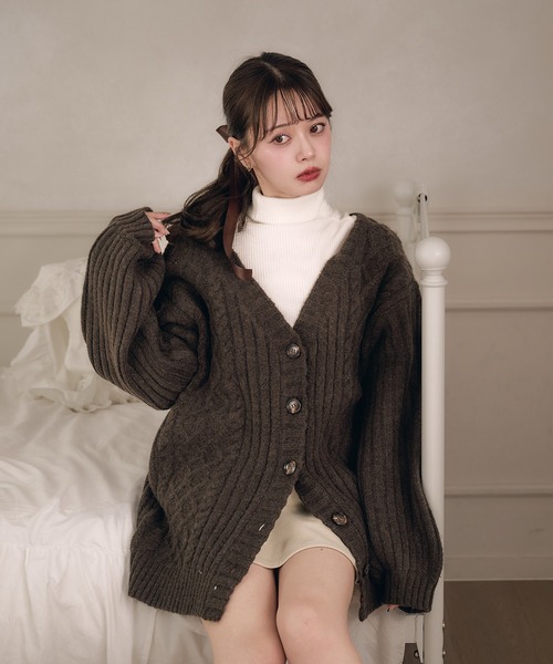 cable knit over cardigan / ケーブルニットオーバーカーディガン