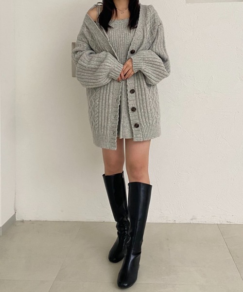 cable knit over cardigan / ケーブルニットオーバーカーディガン