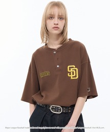 MLB（メジャーリーグベースボール）の「MLB メジャーリーグベースボール 別注 ロゴ刺繍 ワッフル ヘンリーネック 半袖Tシャツ（Tシャツ/カットソー）」