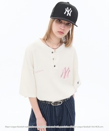 MLB（メジャーリーグベースボール）の「MLB メジャーリーグベースボール 別注 ロゴ刺繍 ワッフル ヘンリーネック 半袖Tシャツ（Tシャツ/カットソー）」